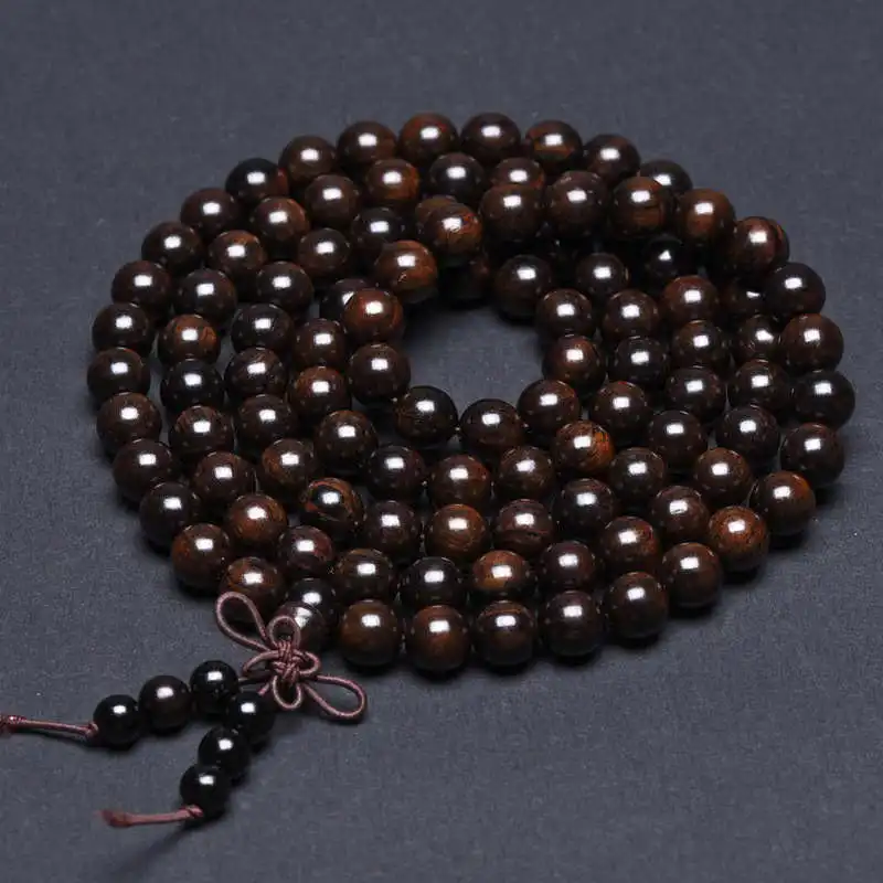 

10 Strands 6mm 8mm Natural Black Sandal Wooden Bracelets Buddhist 108 Prayer Beads Malas