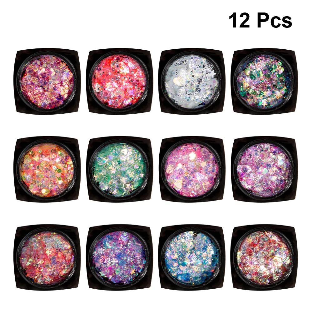 12 Colors Sequin Body Gel Set All Day Wear for Holiday Decor Glitter Body Gel Makeup Versatile Use