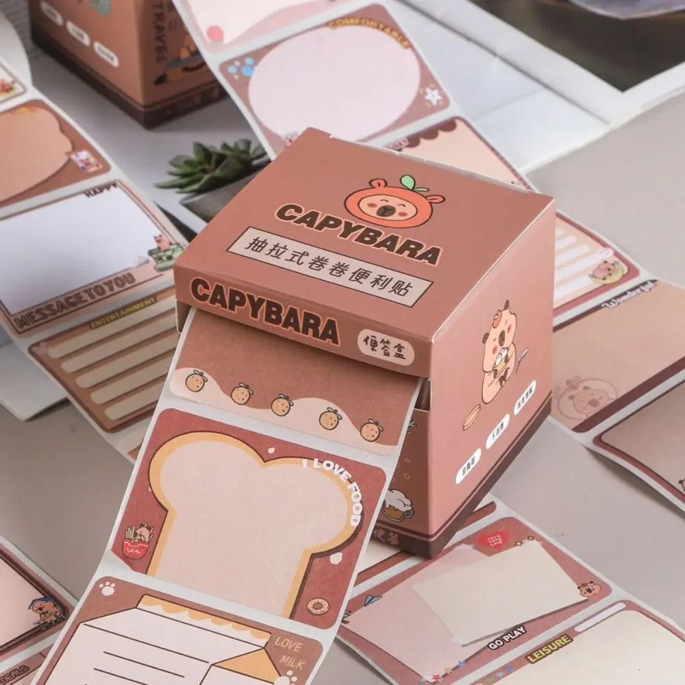 Kawaii Capybara Sticky Notes Portable Creative Pull-out Sticky Notes Roll Paper Type Pullable Capybara Memo Pad School Supplies