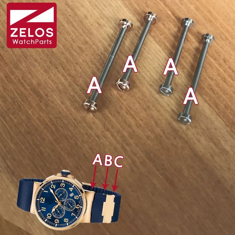 Varilla de tubo de tornillo de reloj de acero para Nardin MARINE 326 UN Caja de reloj Lug Connect Correa/piezas de tornillos de cinturón(A)