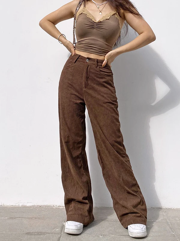 Retro High-waist Casual Wide-leg Pants Women's Comfortable Loose Trousers Vintage High Waist Loose Fit Long Pants