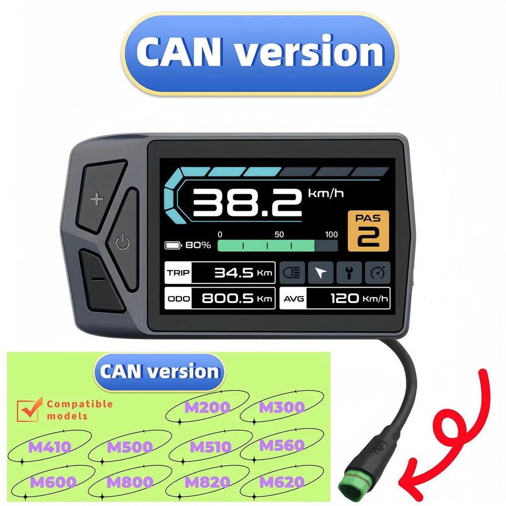 For BaFang Electric Assisted Bicycle Color Display EB02 CAN Protocol MidMotor For M200 M300 M510 M400 M800 M820 M500 G520 G521