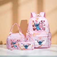 Mochila Stitch Juego de 3 piezas con bolso y estuche para lápices, correas ajustables, liviano, gran capacidad, duradero, ideal para volver a la escuela