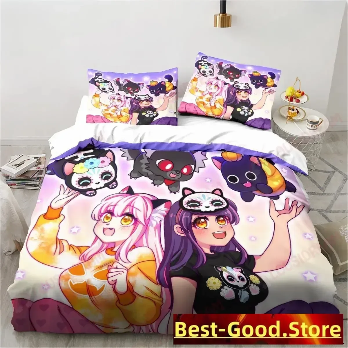 3d Printed Game Kawaii Girl Aphmau Bedding Set Sheet King Twin Double Child Bedding Set Mircofiber or Polyester Duvet Cover Sets