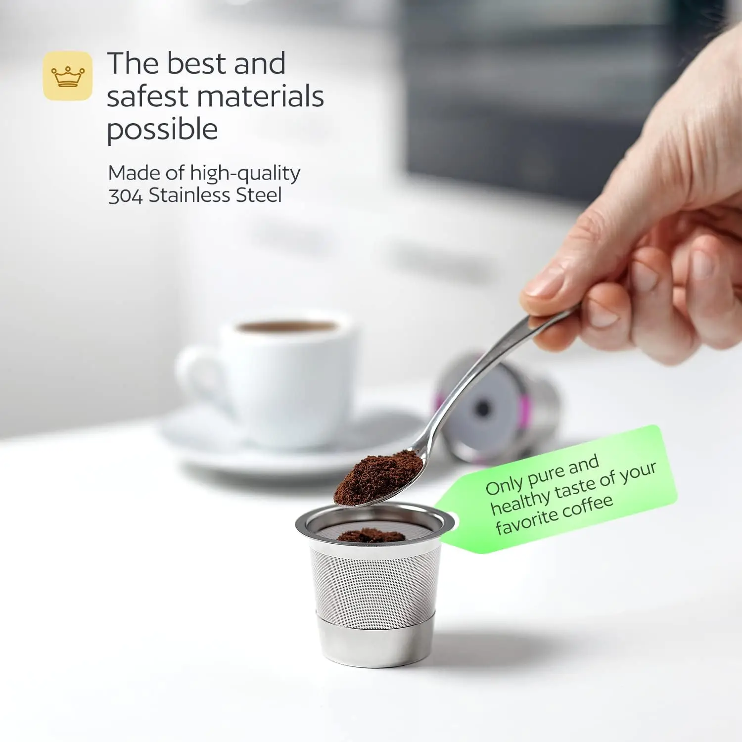 2 كوبين من الفولاذ المقاوم للصدأ قابل لإعادة الاستخدام لصانعي قهوة Keurig - فلاتر قهوة Kcups قابلة لإعادة الملء لمقاهي Keurig العائلية