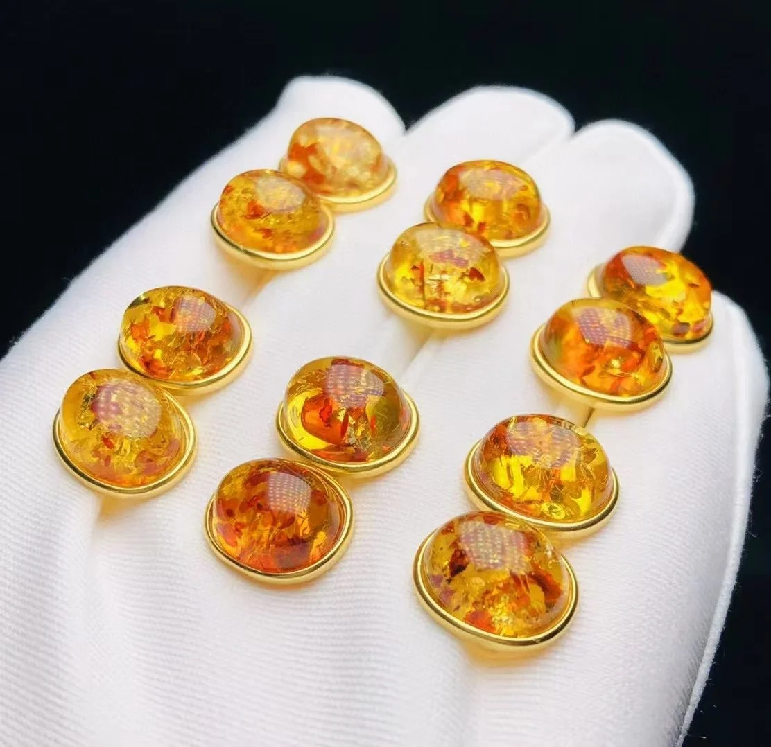 Guaranteed 925 Sterling Silver Baltic Natural Piebald Amber Oval Ear Stud Timeless Flower Transparent Earring Daily Fine Jewelry