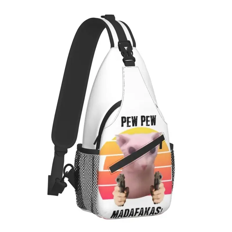 Madafakas Bingus Meme Sling Bags for Men Hairless Sphynx Cat Shoulder Crossbody Chest Backpack Travel Hiking Daypack