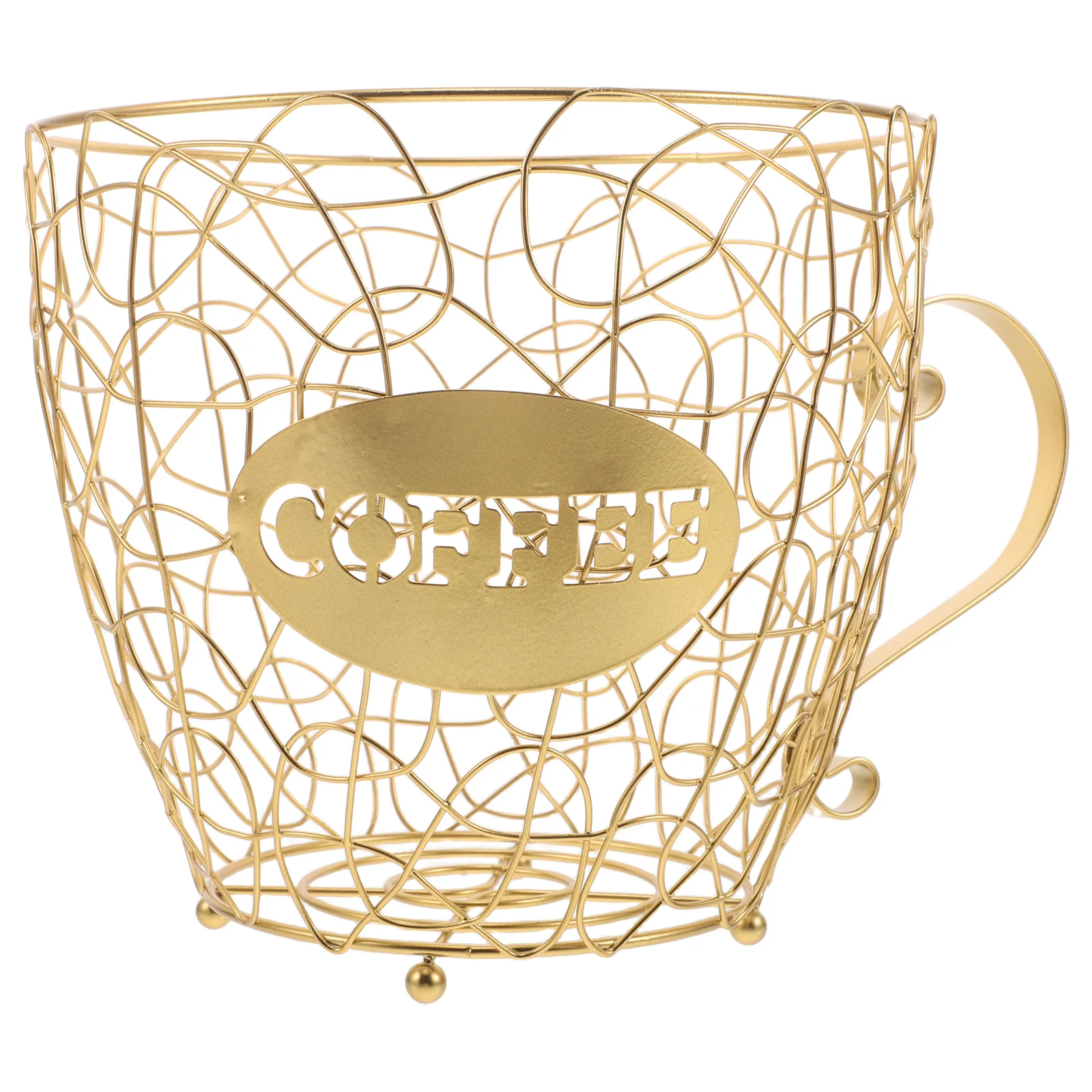 Soporte para cápsulas de café expreso, cesta de almacenamiento de cápsulas doradas, organizador en forma de taza, estante para frutas de cocina, decoración para encimera de Bar