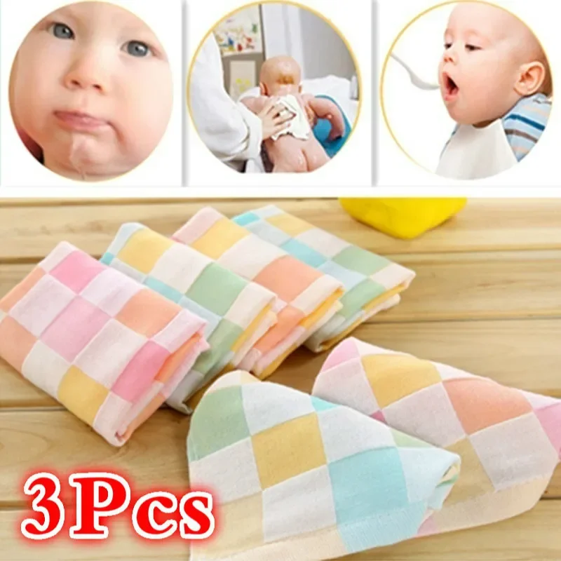 3 Pcs Soft Baby Infant Small Bath Towel Newborn Absorbent Drying Washcloth Feeding Cloth Random Color