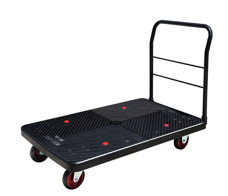 

Uni-Silent 600kg Heavy Duty Plastic Platform Truck Warehouse Transport Trolley Push Cart PLA600Y-BK