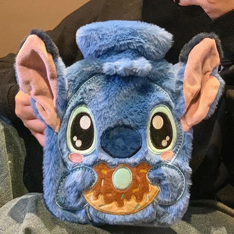 زجاجة مياه ساخنة جديدة من ديزني ستيتش مع جيب يدوي، كيس ماء ساخن مبتكر عالي الجودة مطبوع عليه رسوم كرتونية حقن بالماء