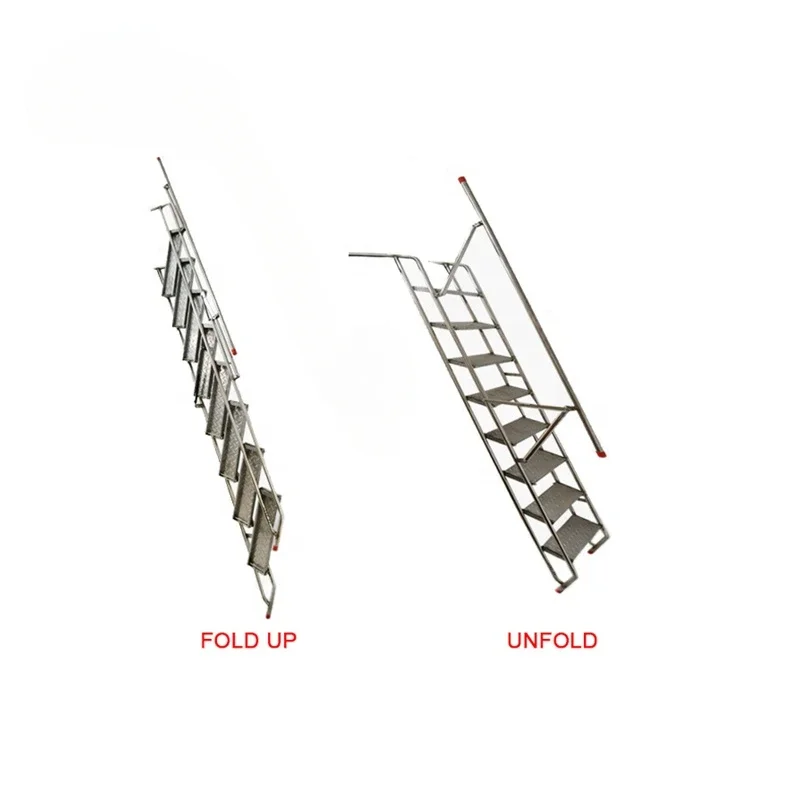 outdoor/indoor stainless steel and anti skid folding ladder fold up stairs