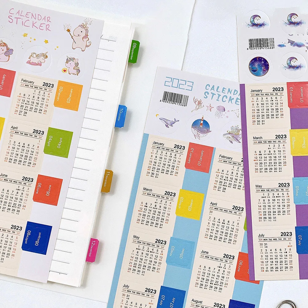 

16 Sheets Index Sticker Planner Decor Journaling Book Tabs Multi Function Yearly Stickers Office School Use