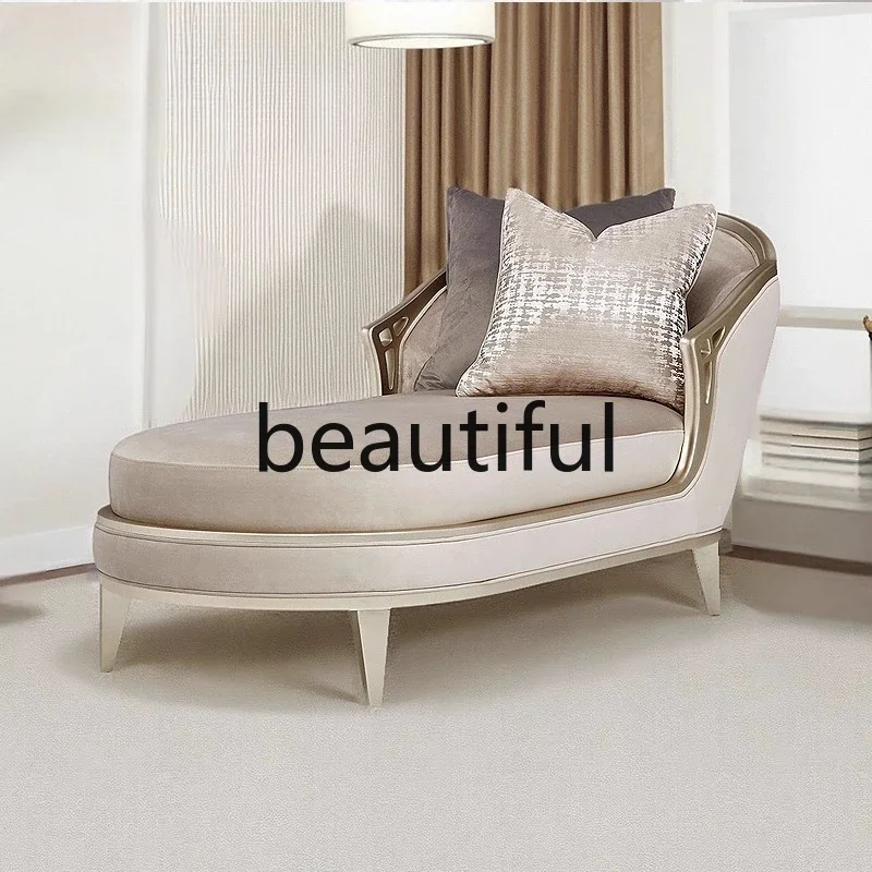 

X Light luxury solid wood chair living room leisure sofa, high-end recliner