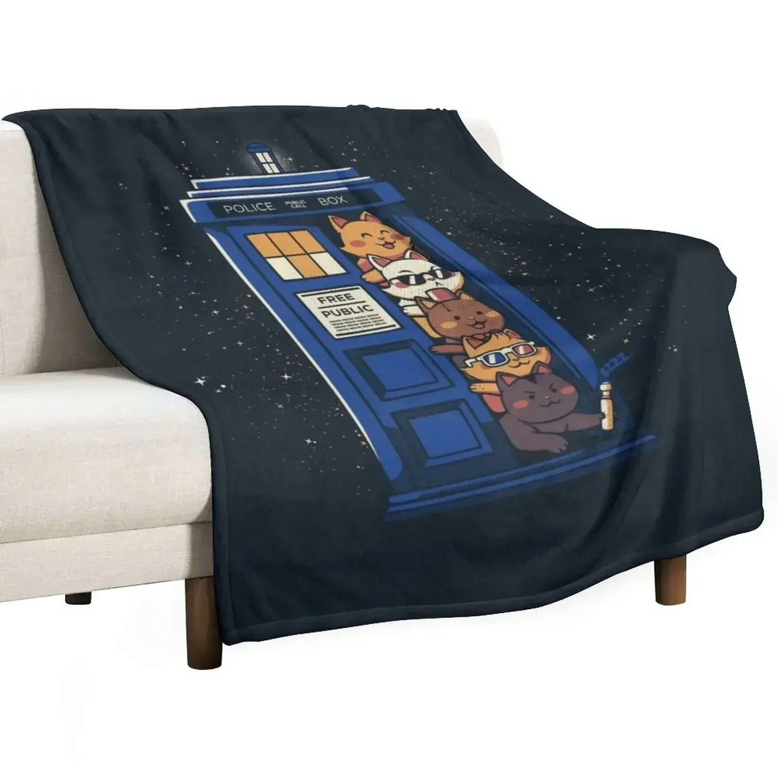 

Time Travel Cats by Tobe Fonseca Throw Blanket anime Hairys halloween Nap Blankets