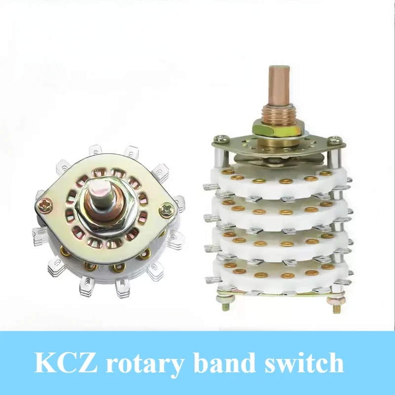 KCZ 1 Pole 6/7/8/9/10/11 Position 7 Terminal Band Channel Rotary Switch Selector with Cap
