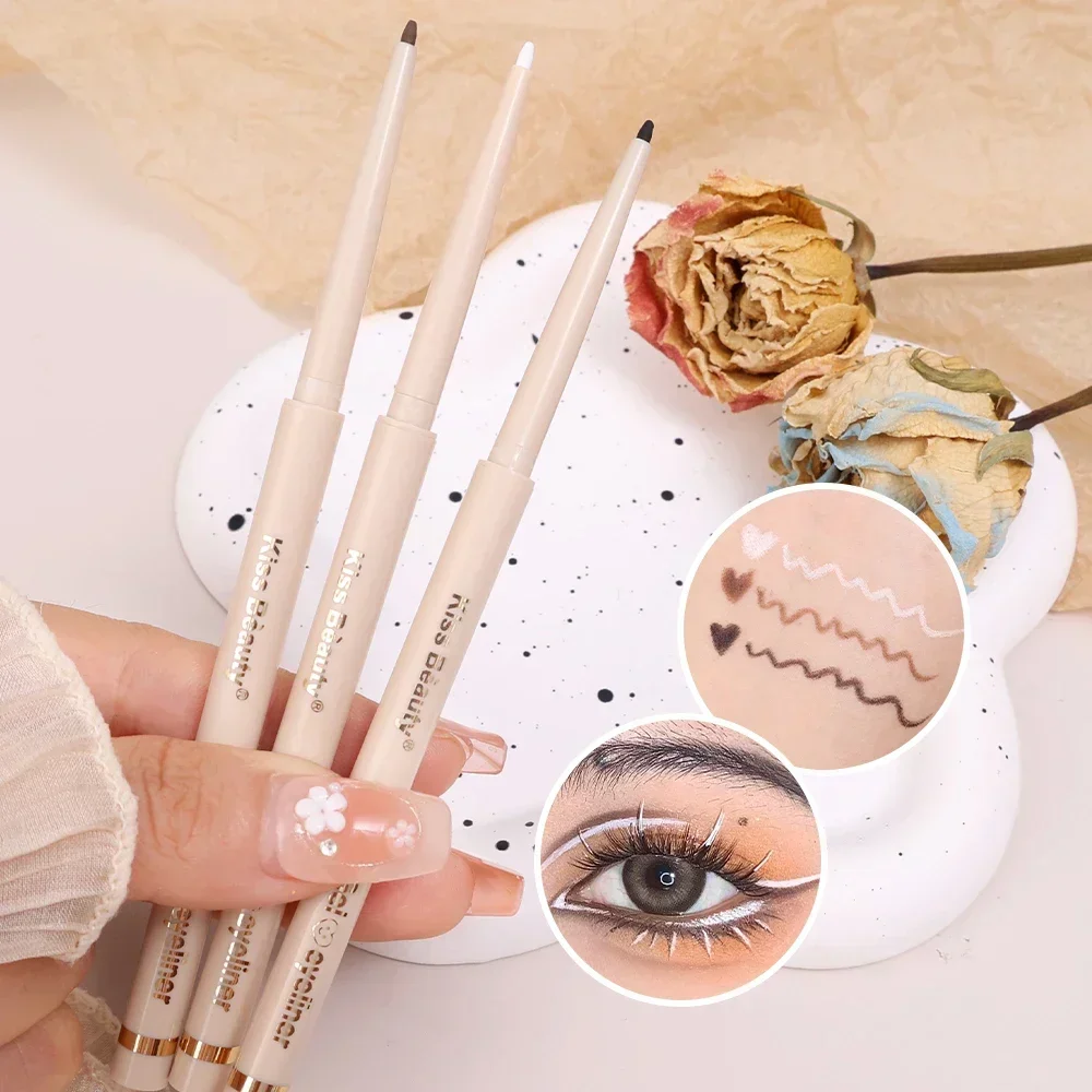 Waterproof Matte White Eyeliner Gel Pencil Long Lasting Smooth Not Blooming Eye Liner Lying Silkworm Lower Eyelash Pen Cosmetics