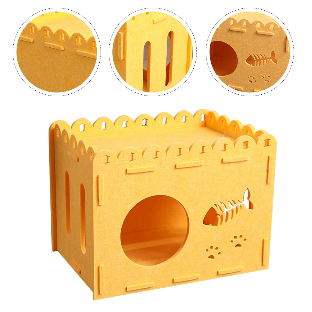 

Creative Felt Cat House Detachable Scratch Board Wear-Resistant Pet Sleeping Nest Indoor Outdoor Use Small Cat Bed Kitten