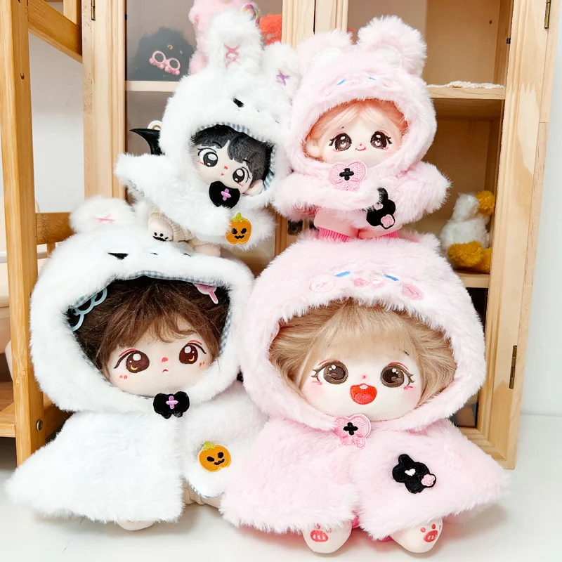 10 cm bambola di cotone senza attributo abbigliamento invernale caldo mantello scialle piccolo diavolo coniglio bambola di cotone super carina Kawaii vestito per