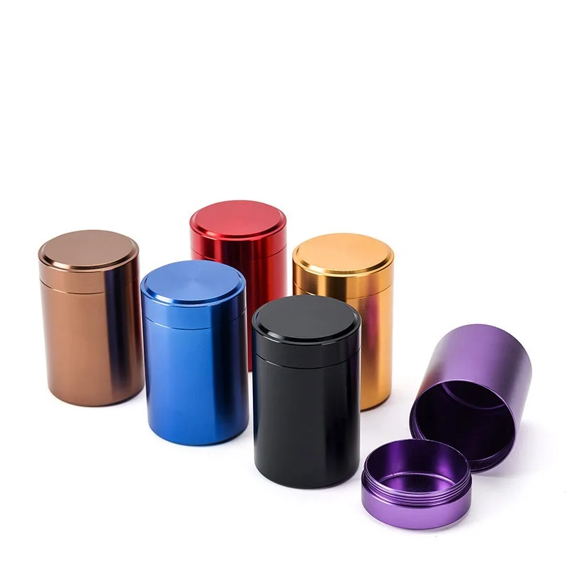 

Size:dia.4.5*6.5cm Creative tea high quality titanium alloy storage metal tin box for tea around 8g 20pcs/lot