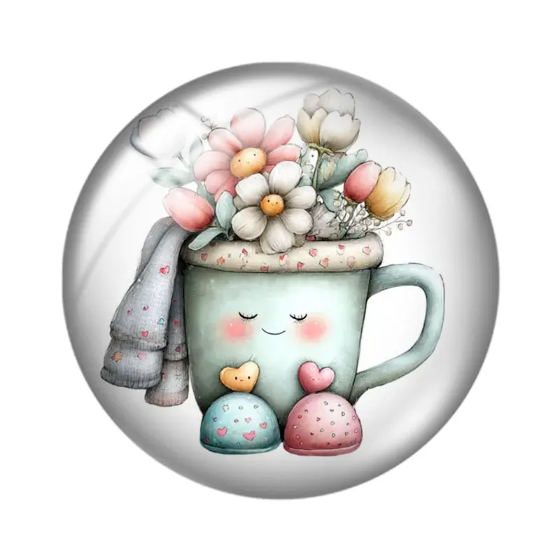 Whimsical Valentine 12/18/20/25mm Glass Cabochon Bracelet Pendant Rings for Jewelry Demo Earrings Back Making Findings