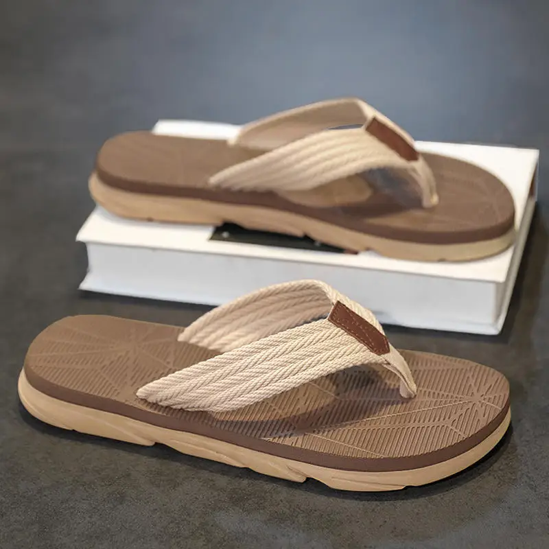 Sandalias de Verano para Hombre, Antideslizantes, Resistentes al Desgaste, con Suela Suave, Correa Individual para el Pie, Pantuflas Frescas, Casuales, para Uso Diario, con Suela de Goma