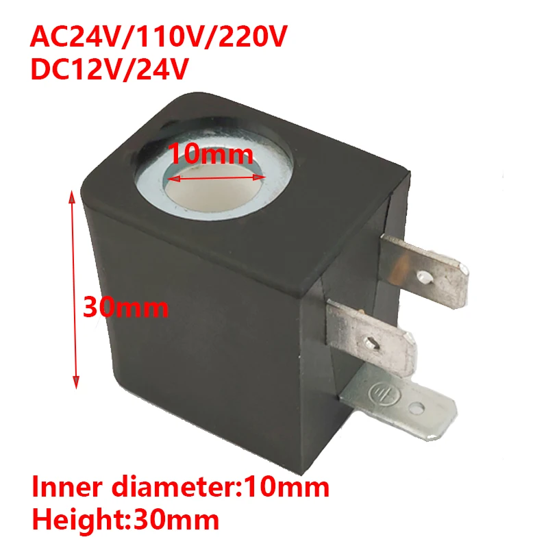 CEcloser-Bobine d'électrovanne, diamètre intérieur 10mm, recommandé, 30mm, DC 12V, DC 24V, AC 110V, AC 220V