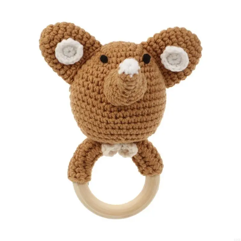 E06f cartone animato Elefante Elefante Rattle per neonate Teethe Anello per neonati Nursing Sother per giocare a palestra per