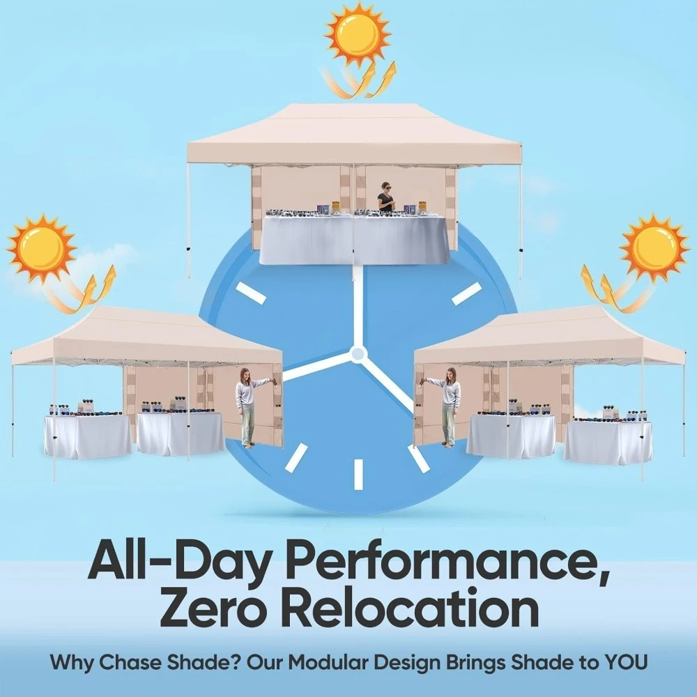เต็นท์กันสาดพับได้ขนาด 10x20 ฟุต แข็งแรงทนทาน เกรดเชิงพาณิชย์ พร้อมกระเป๋าล้อสำหรับใช้งานกลางแจ้ง ชายหาด งานปาร์ตี้ ตลาด 50