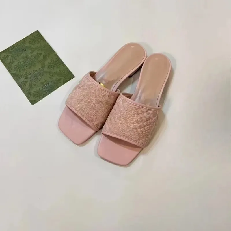 Summer Square-Toe Embroidered Buckle Flat Sandals Non-Slip Outdoor Slippers for Women Men Beach Walking