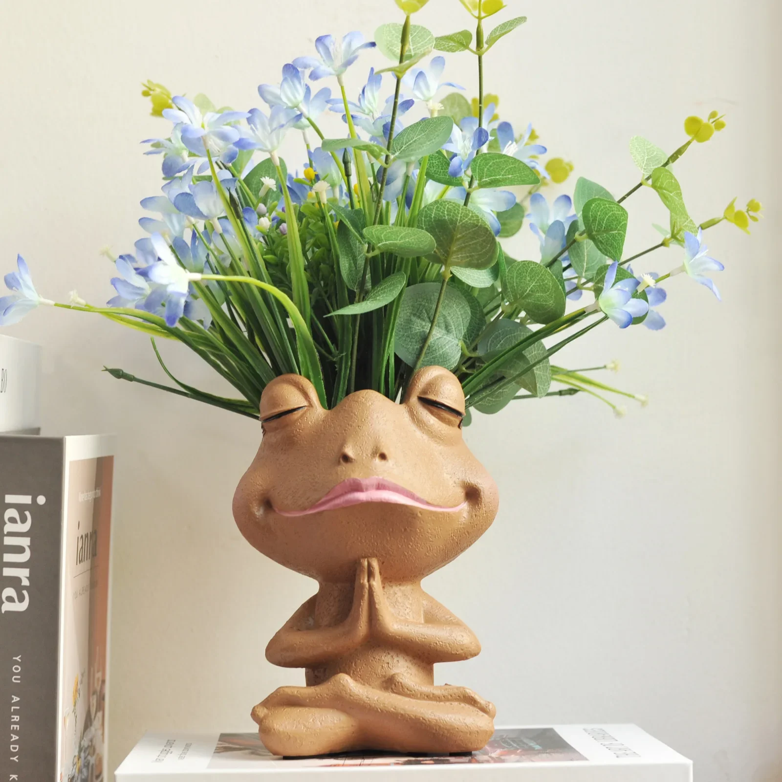 

Home accessories frog shape flower pot cute vase resin ornaments gardening human face flowerpot pots for plants