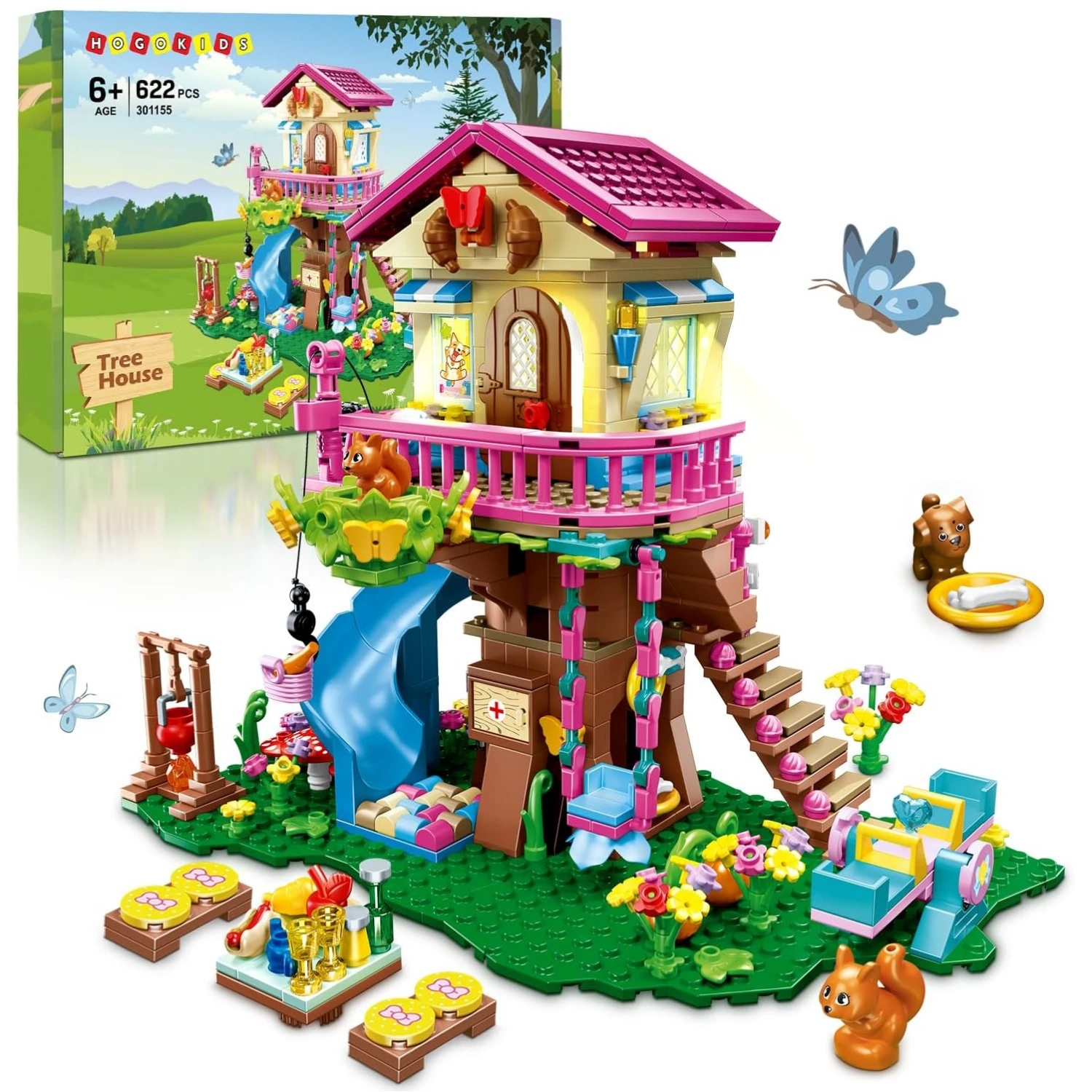 Tree House Building Set with LED Light Treehouse Building Blocks Toys Forest House Building Kit Christmas Birthday Gift