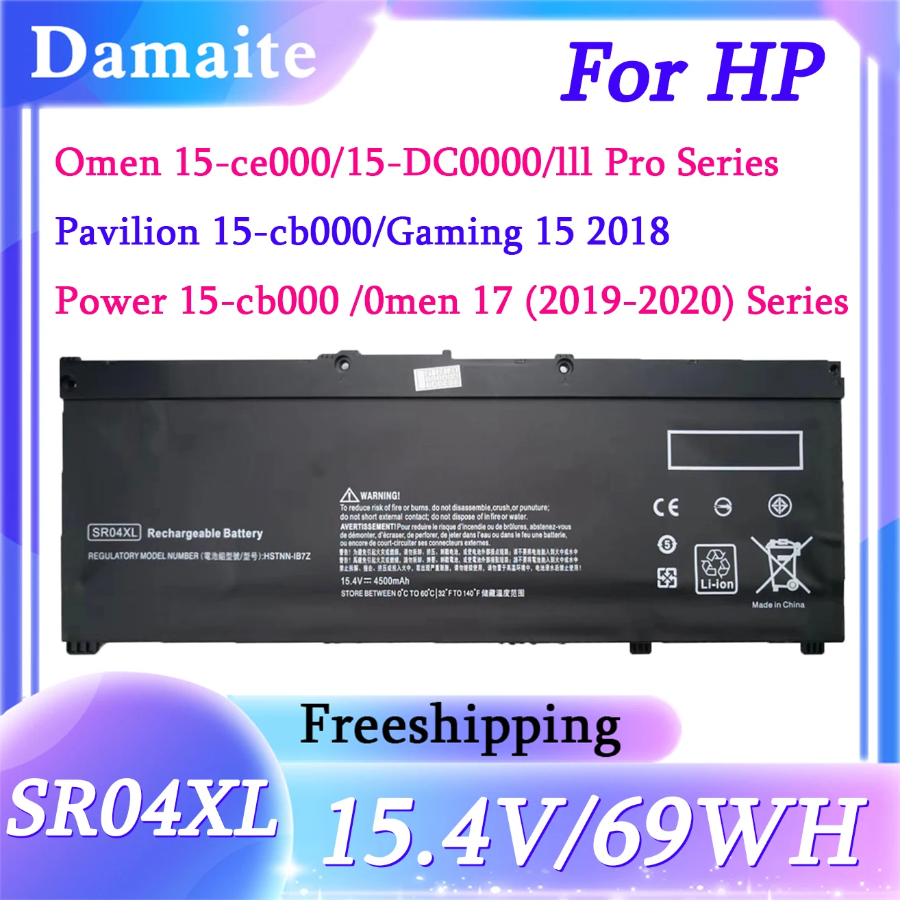 

SR04XL SR04 Laptop Battery For Hp OMEN 15-CE 15-CB 15-CE015DX 15-CB014ur TPN-Q193 TPN-Q194 TPN-C133 917724-855 HSTNN-DB7W