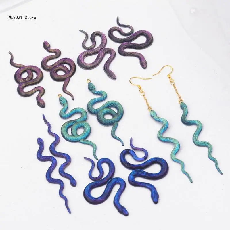 Long Snake Shape Earring Keychain Silicone Mold with Hole for DIY Crystal Earrings Trinket Mold Luggage Tag Pendant