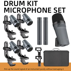Instrument Microphone E608 7-Piece Wired Drum Mic Kit Dynamic Kick Bass Tom/Snare Cymbals Use For Drums Vocal Band DJ Stage Inst