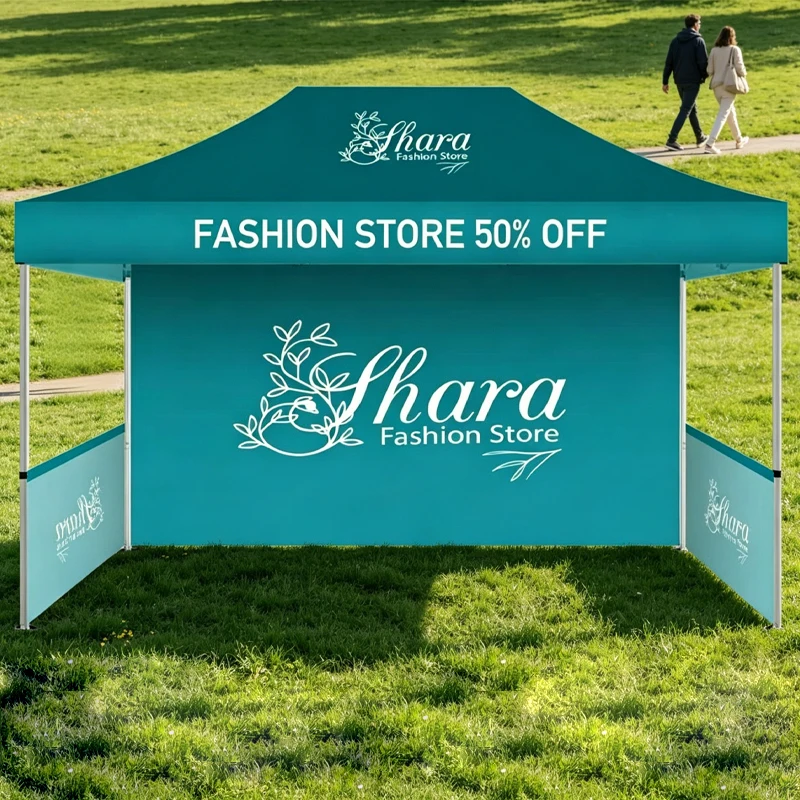 Custom Portable Pop-up Advertising Tent Canopy Waterproof Folding Fire Retardant UV Resistant Aluminum Frame For Trade Sales