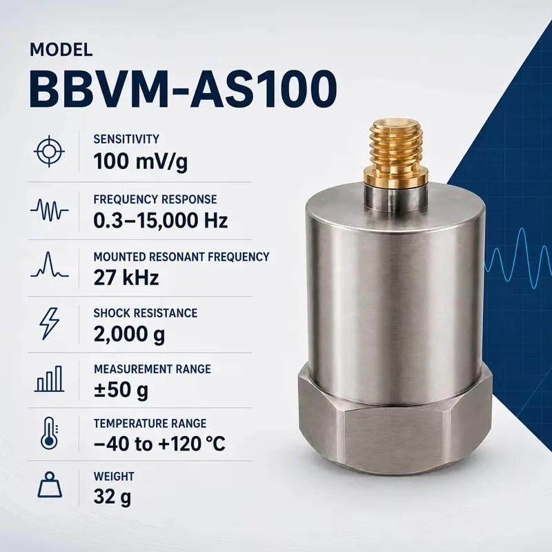 100mV/g IEPE Acceleration Sensor ±50g Range Top Output Low Noise Piezoelectric Transducer for Bridge Vibration Monitoring System