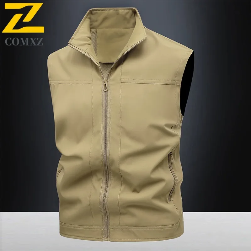 COMXZ Spring-Summer Outdoor Vest Waterproof Windproof Hiking Camping Men Women Streetwear Lightweight Tactical  Work Jacket 2025