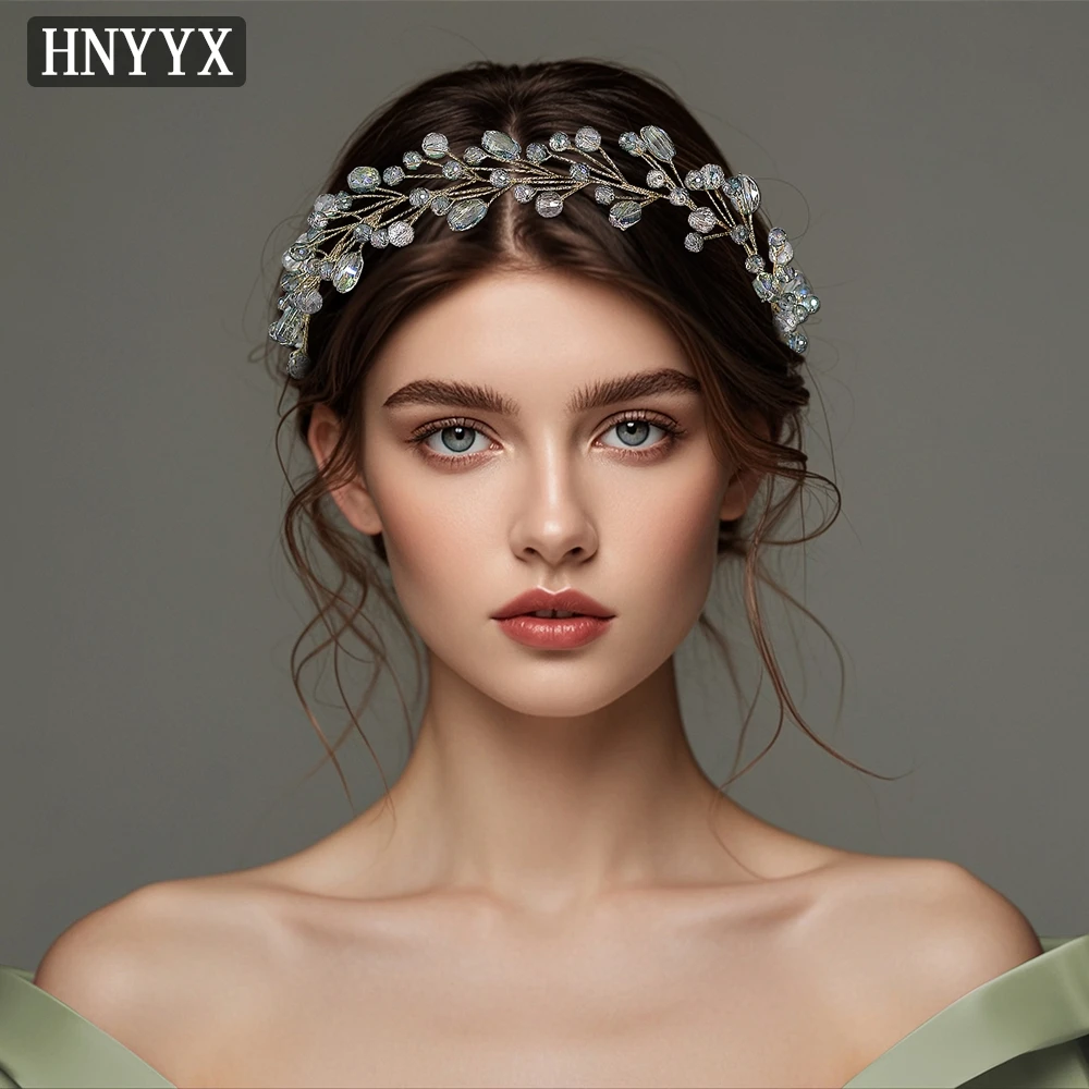 

HNYYX Crystal Beaded Hair Vine Headband Simple Bridal Headpiece Elegant Headdress Modern Wedding Dress Hair Accessories A321