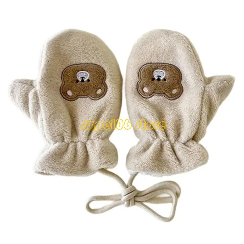 45BF 防風子供用手袋、安全首吊りディテール付き、屋外遊び用軽量暖かいミット 1-5T & 6-12T