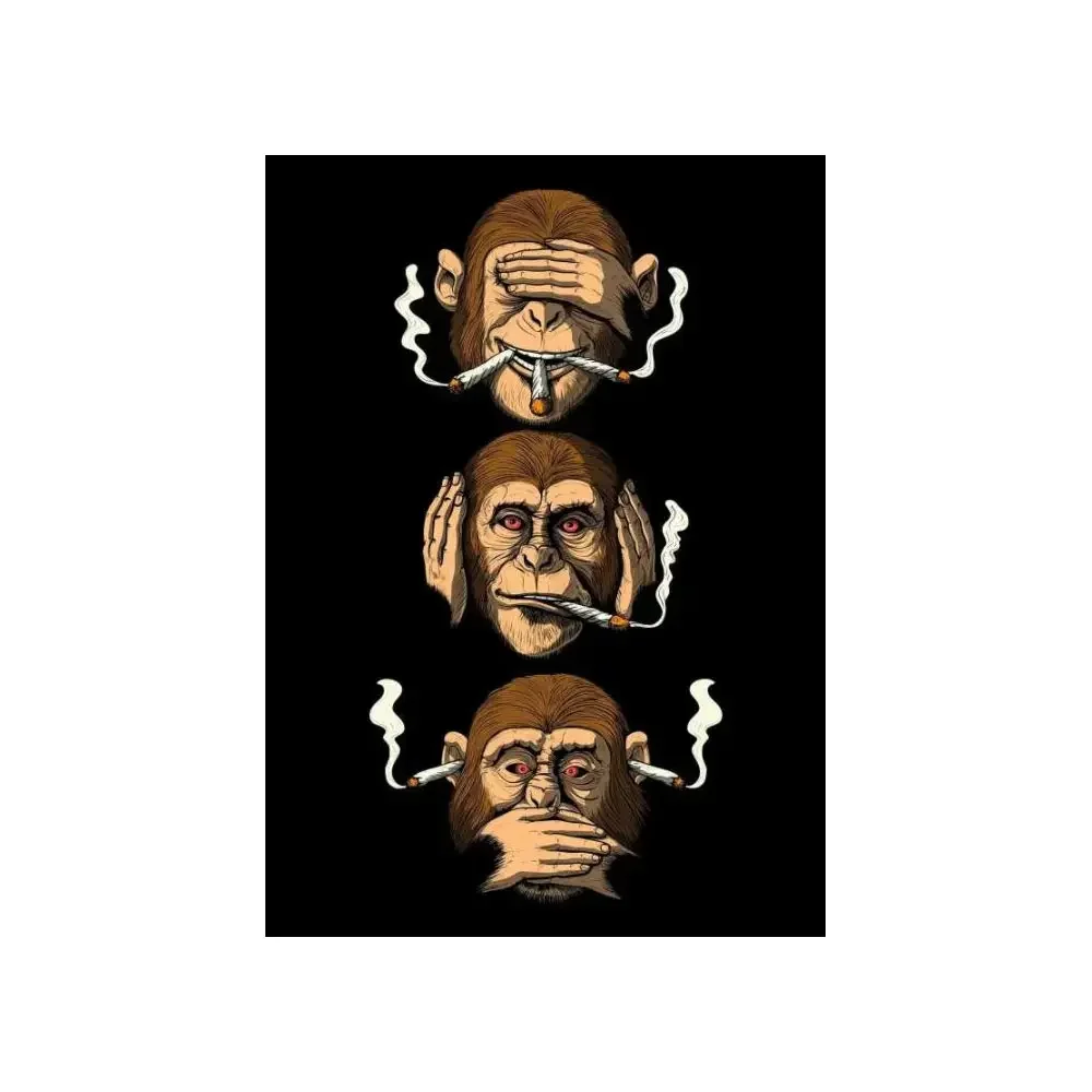 الكلاسيكية مجردة جدار الفن مضحك المشارك الفكاهة التدخين القرد HD قماش طباعة المشارك غرفة المعيشة المنزلي غرفة نوم الديكور