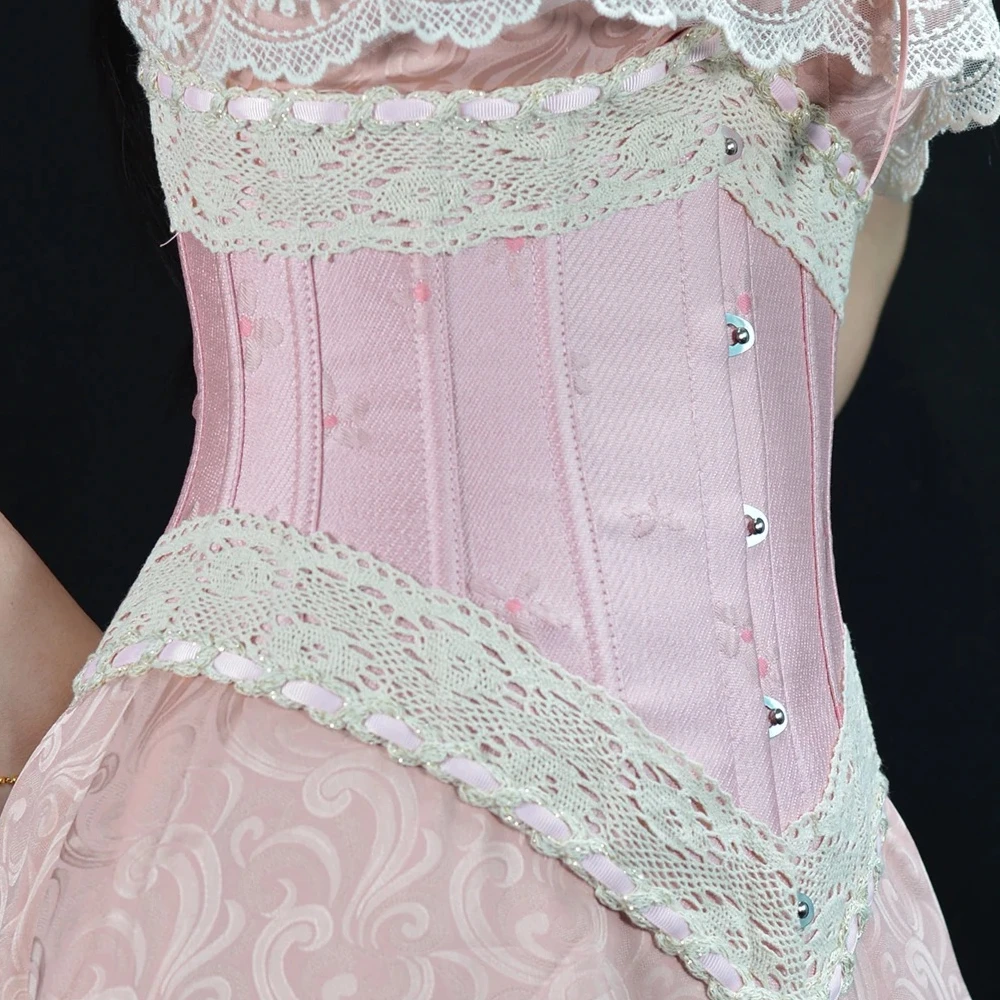 قصيرة الجاكار التطريز الأزهار الدانتيل Underbust مشد قصر الأميرة لوليتا بوستير التحكم مدرب خصر أعلى