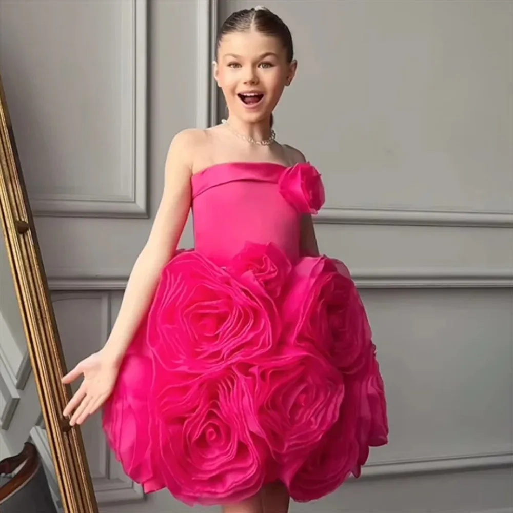 Baby Kids Princess Flowers  Flower Girl Wedding Dress Children First Communion  Ball Gown Birthday Party Dress Customized