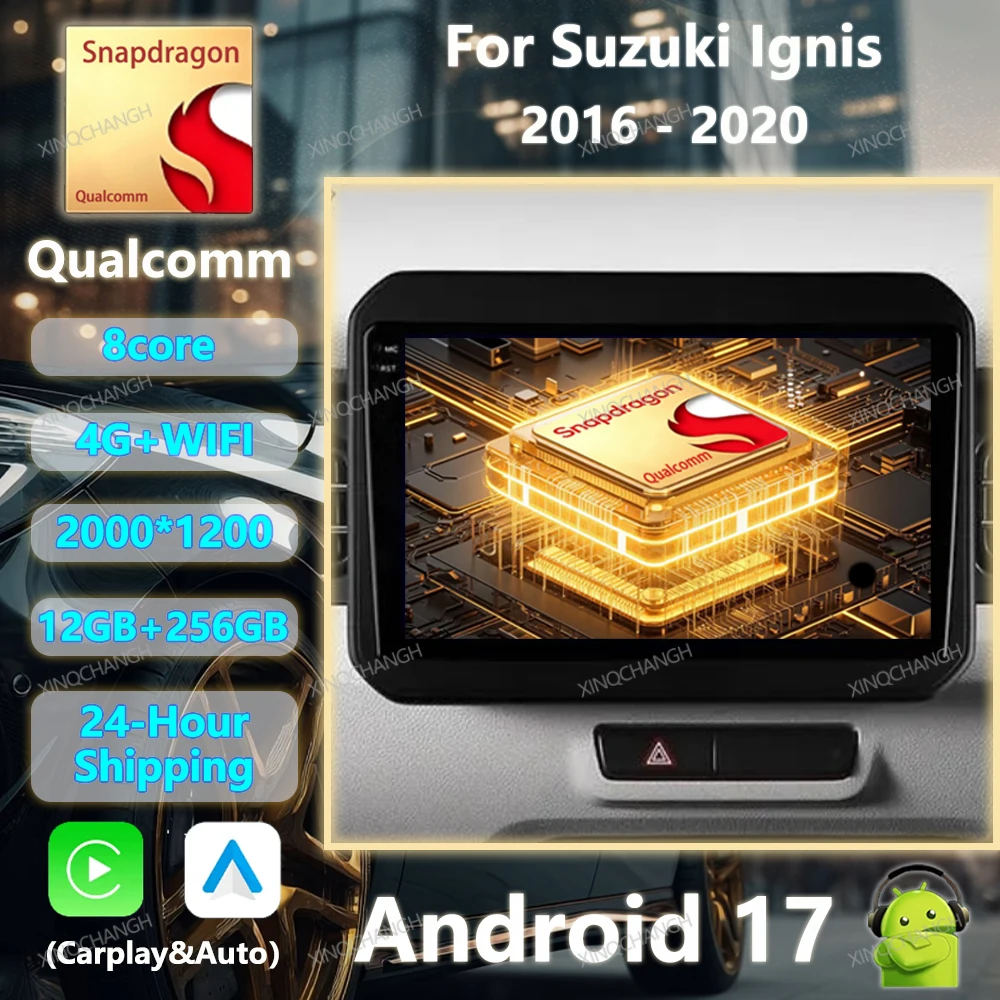 Android 17 Car Radio Carplay Auto For Suzuki Ignis 2016 - 2020 Stereo 2 DIN Dash Fitting Panel Kit Accessories Video Head Unit