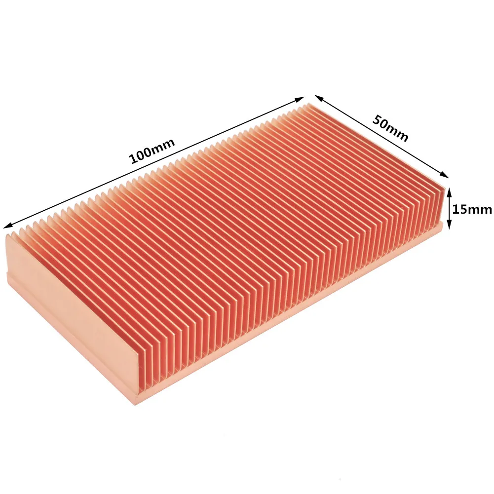 100x50x15mm DIY Pure Copper Heatsink Skiving Fin Heat Sink Cooling for Electronic Chip LED Heat dissipation