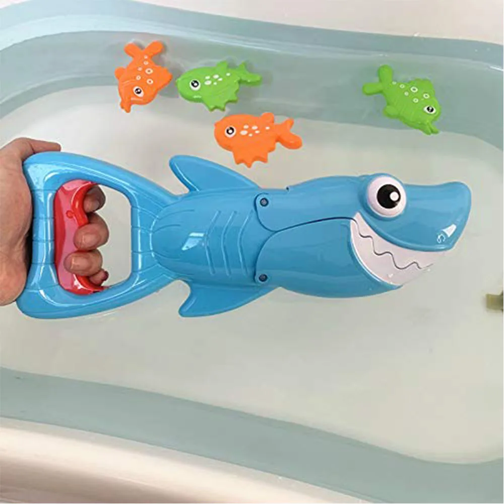 Baby Bath Toys Shark Grabber Blue Shark with Teeth Biting Action Fishing Water Interactive Toys For Boys Girls Catch Game