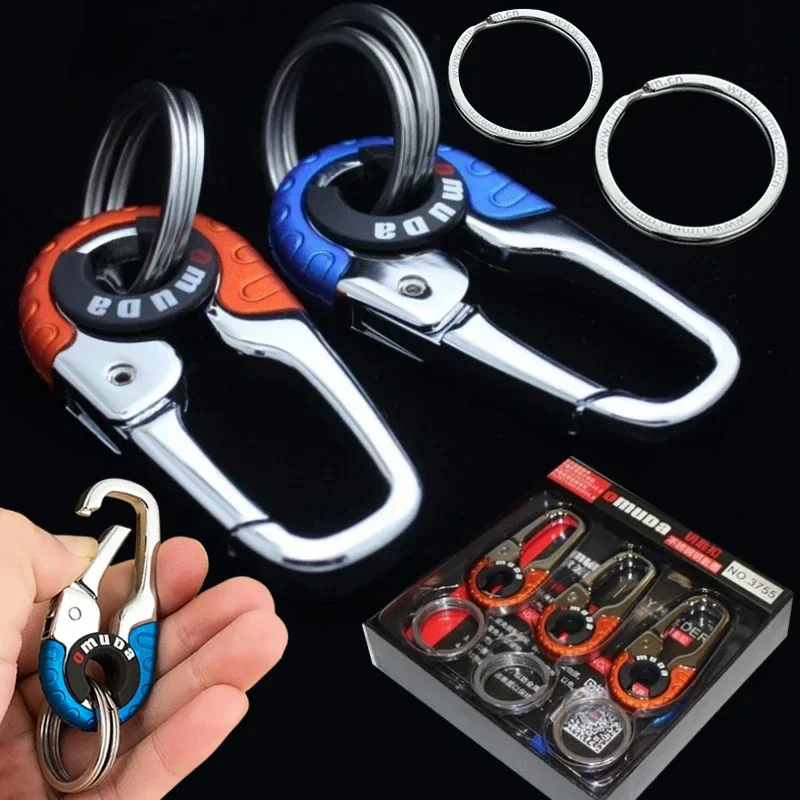 5pcs Men's Keychain Hook Stainless Steel Buckle Outdoor Carabiner Climbing Tool Double Ring Car Fishing Key Ring Car Accessories