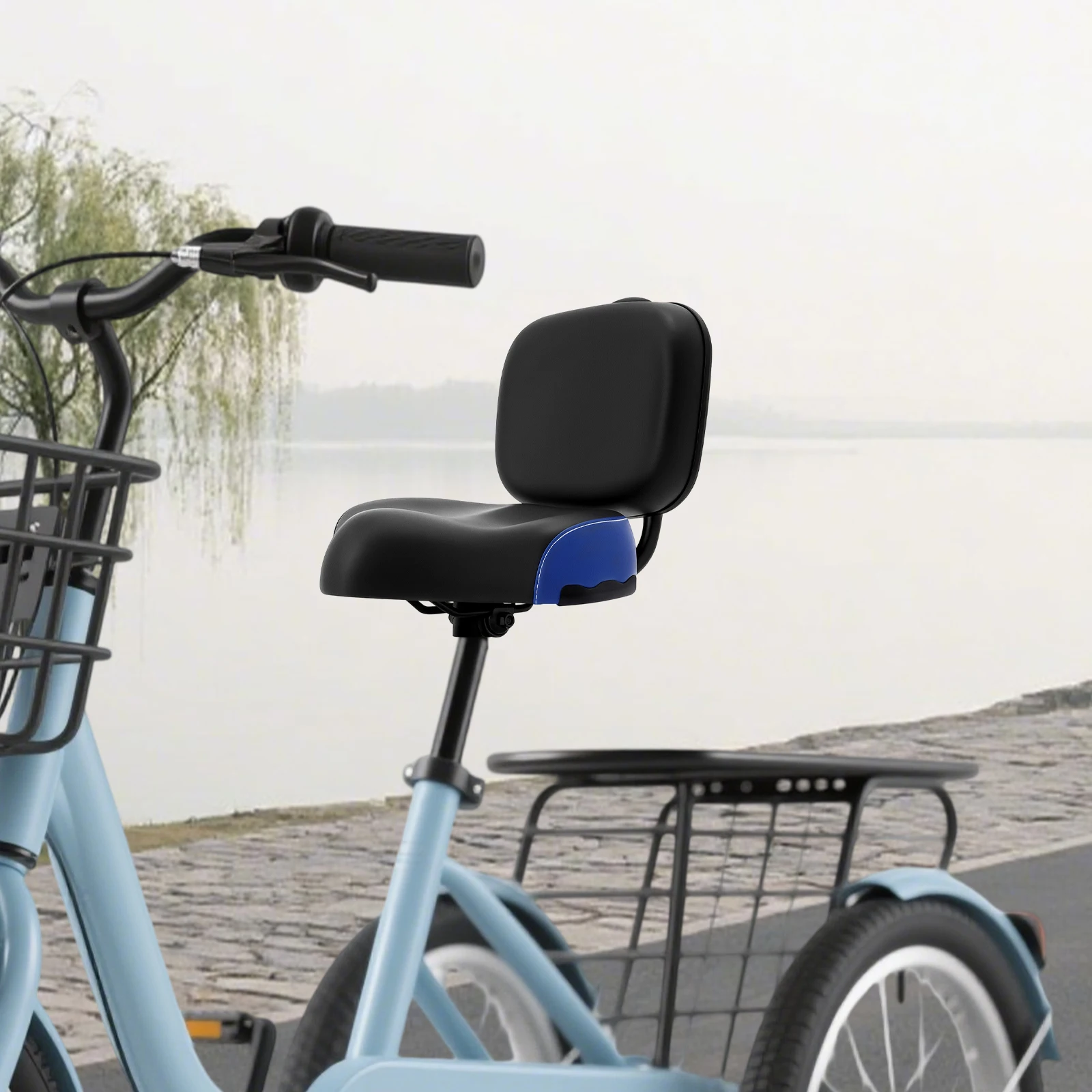 

Ergonomic Large Comfort Wide Bicycle Saddle Universal Seat with Back Rest Cushion for Men Women Adult Bike Commuting Riding