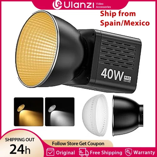 Ulanzi L023 40W Pro Luz de vídeo LED portátil Luz de estudio fotográfico COB bicolor 2500K-6500K 3400mAh para transmisión en vivo de vídeo