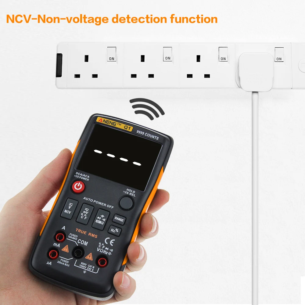Q1 Digital Multimeter Transistor Tester 9999 Counts With Analog Bar Graph ACDC Voltage Ammeter Current Ohm Auto Wire test meter